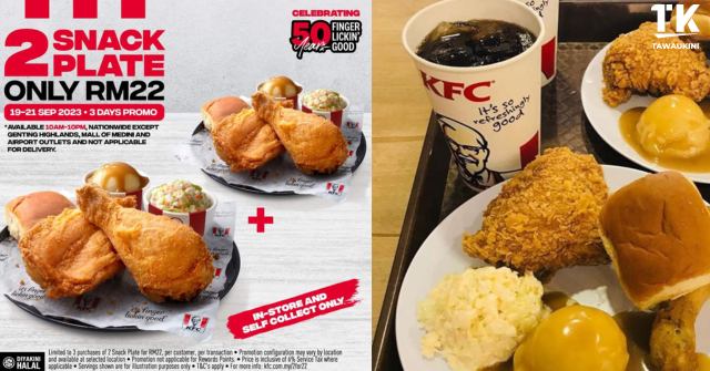 Promosi 2 Snack Plate KFC RM22 Sempena Ulang Tahun Ke-50