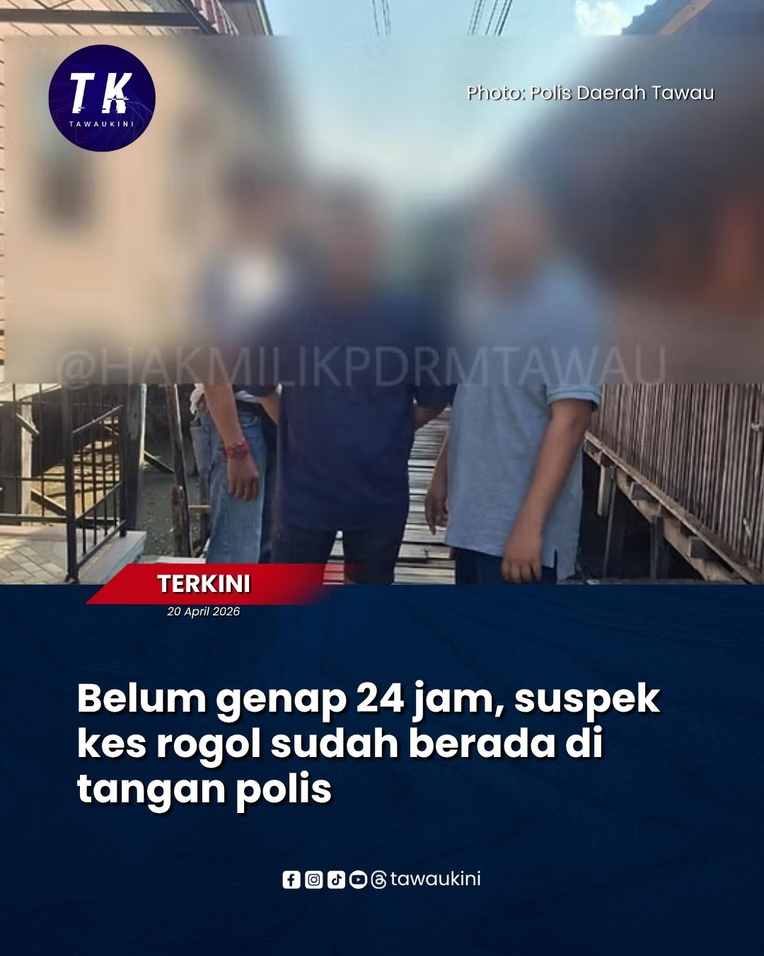 Belum genap 24 jam, suspek kes rogol sudah berada di tangan polis