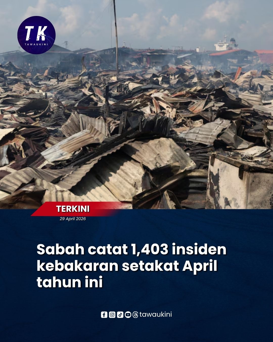 Sabah catat 1,403 insiden kebakaran setakat April tahun ini