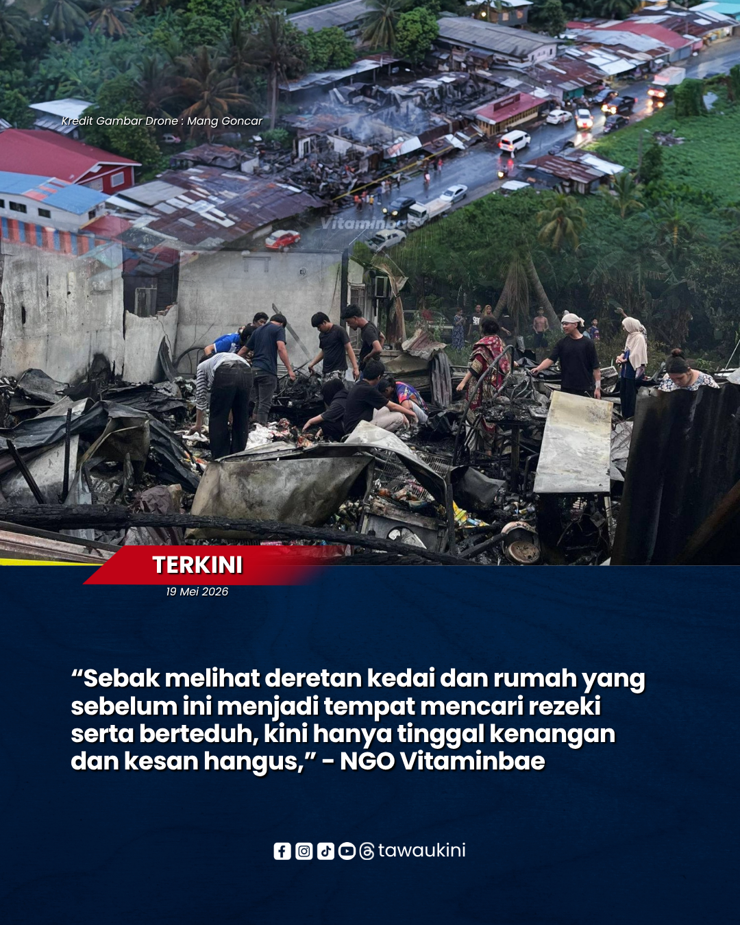 10 Kedai, Dua Rumah Musnah Dalam Kebakaran Awal Pagi di Kampung Titingan