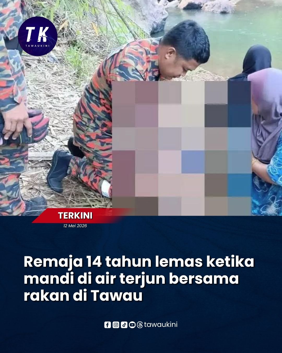 Remaja 14 tahun lemas ketika mandi di air terjun bersama rakan di Tawau
