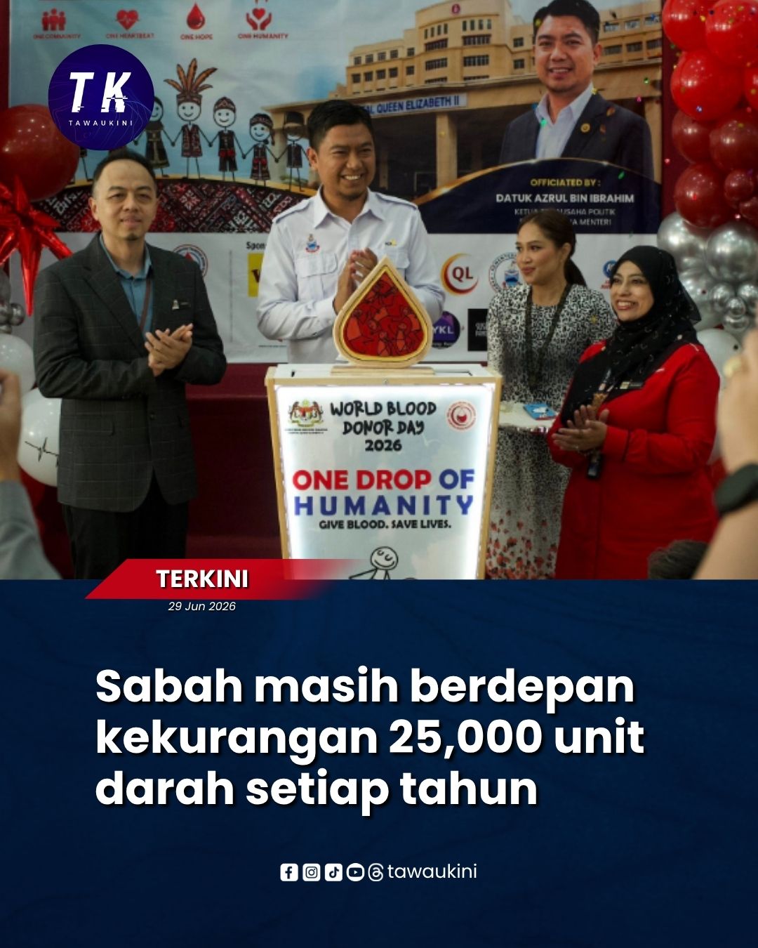 Sabah masih berdepan kekurangan 25,000 unit darah setiap tahun