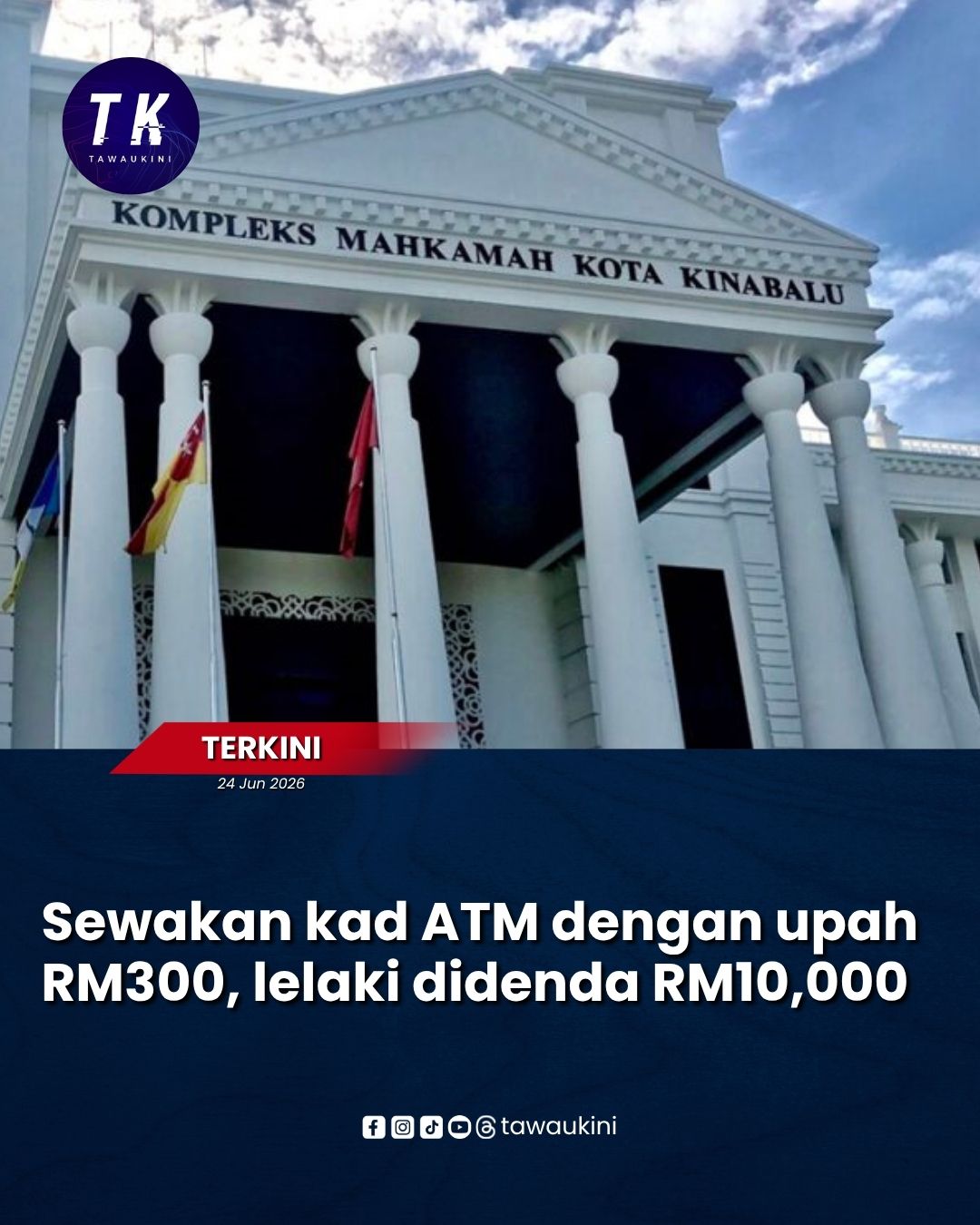 Sewakan kad ATM dengan upah RM300, lelaki didenda RM10,000