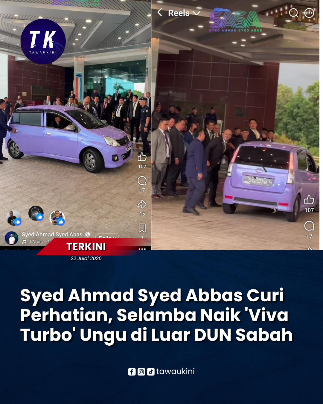 Syed Ahmad Syed Abbas Curi Perhatian, Selamba Naik ‘Viva Turbo’ Ungu di Luar DUN Sabah