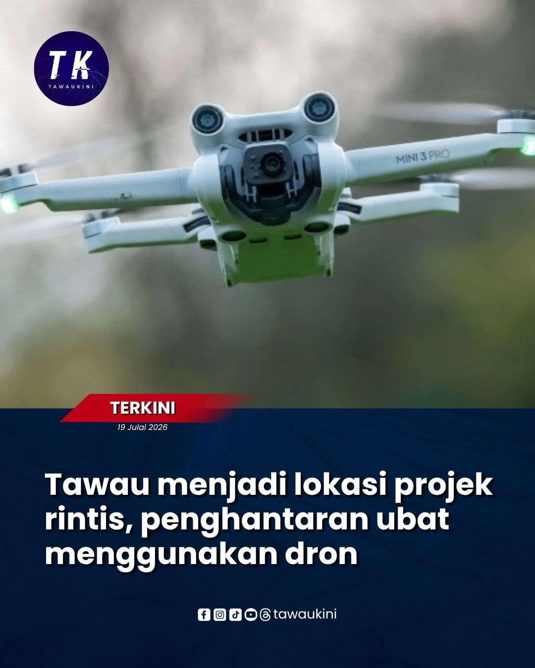 Tawau menjadi lokasi projek rintis, penghantaran ubat menggunakan dron