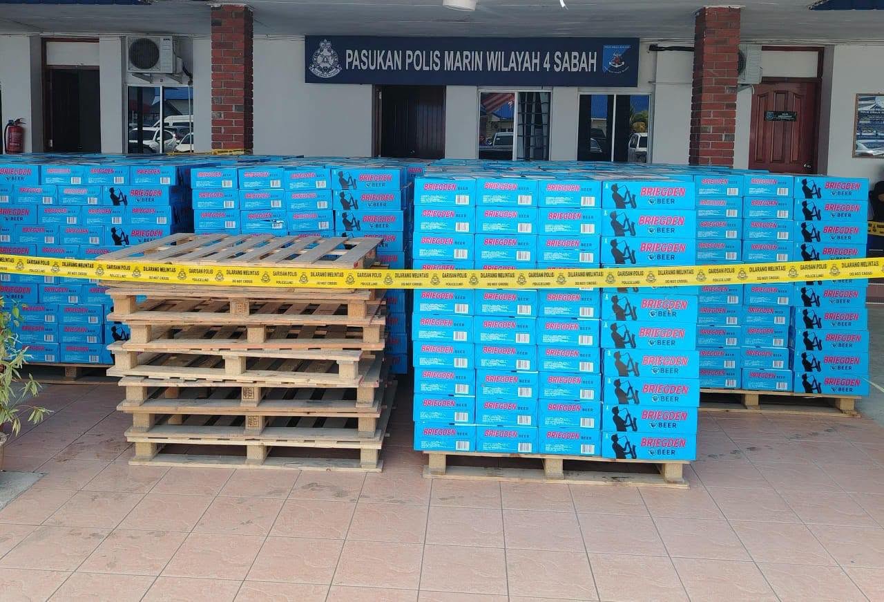 rokok dirampas Polis Marin dan SPRM di Sandakan
