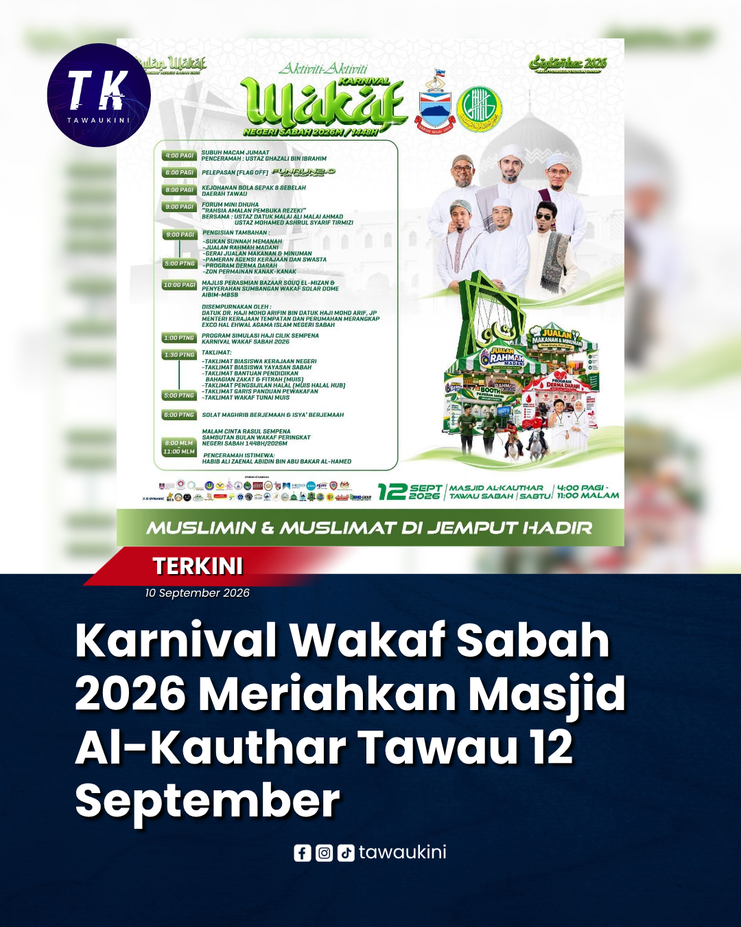 Karnival Wakaf Sabah 2026 Meriahkan Masjid Al-Kauthar Tawau 12 September