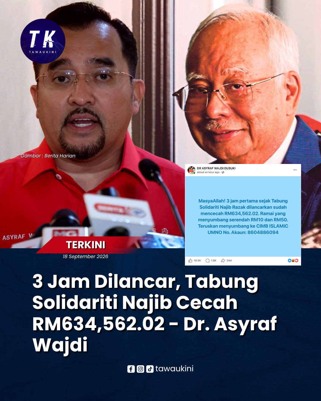 3 Jam Dilancar, Tabung Solidariti Najib Cecah RM634,562.02