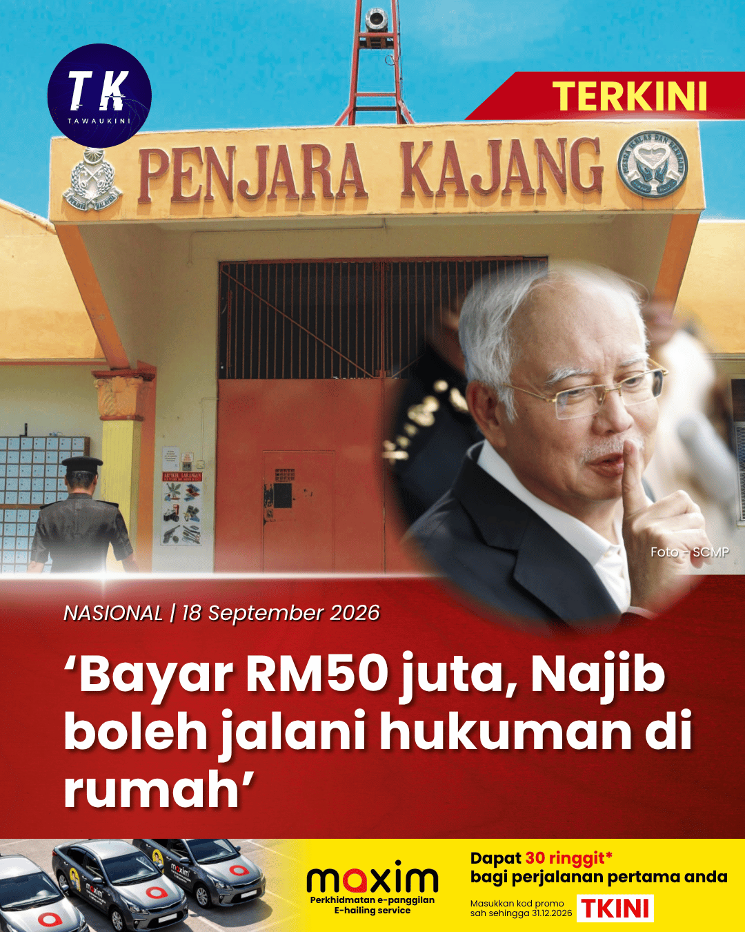 Bayar RM50 juta, Najib boleh jalani hukuman di rumah