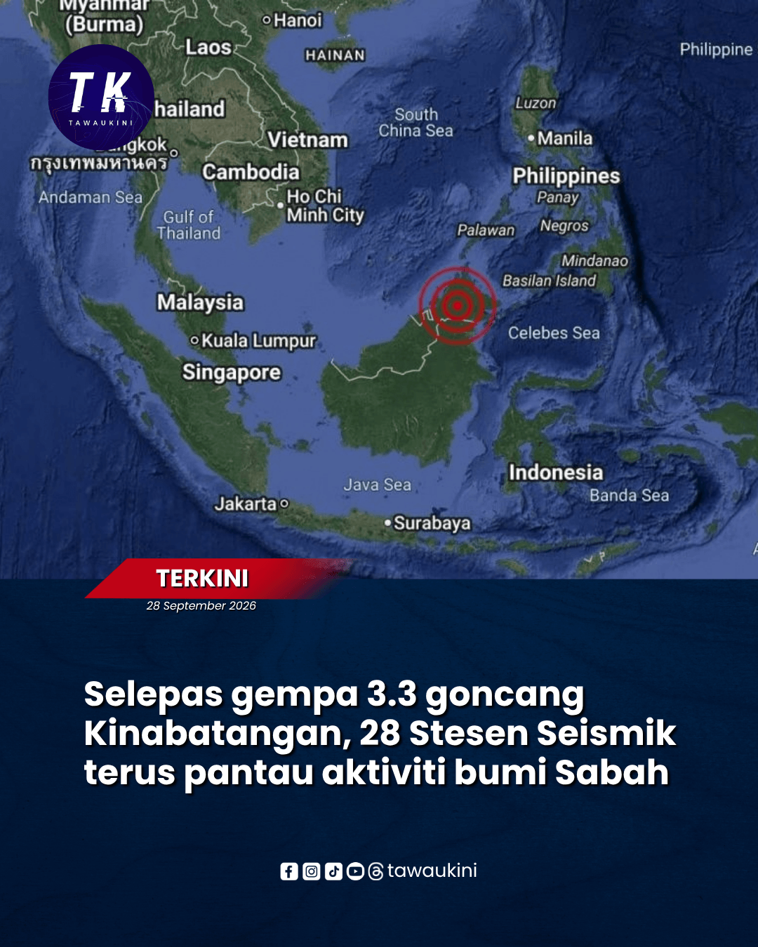 Selepas gempa 3.3 goncang Kinabatangan, 28 Stesen Seismik terus pantau aktiviti bumi Sabah