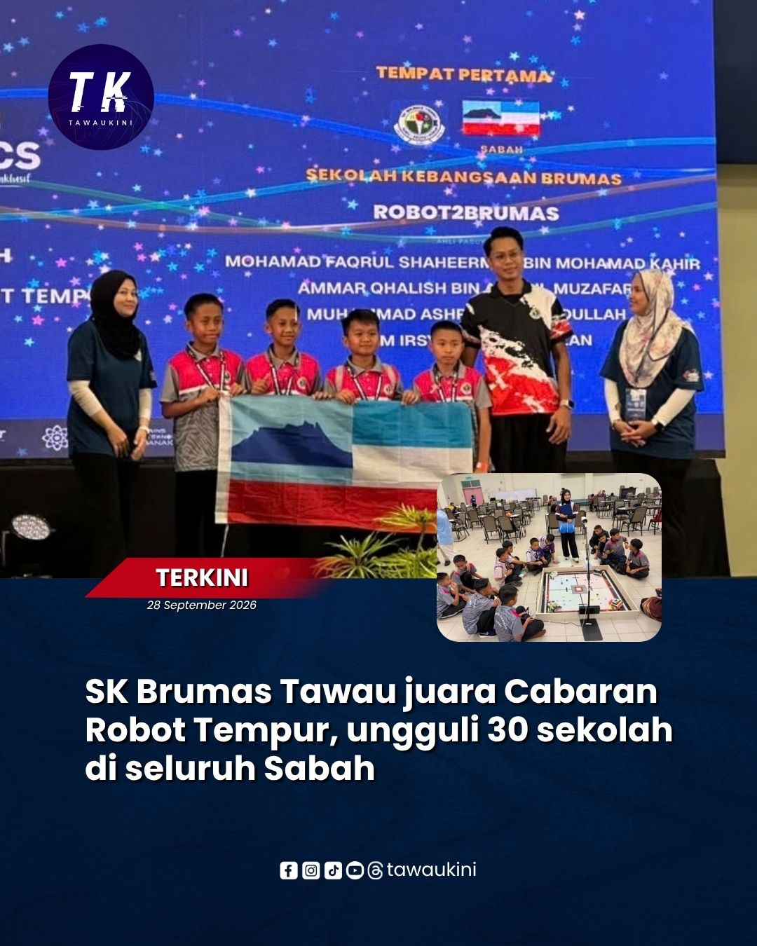 SK Brumas Tawau juara Cabaran Robot Tempur, ungguli 30 sekolah di seluruh Sabah