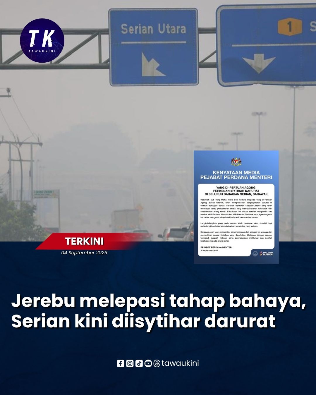 Jerebu melepasi tahap bahaya, Serian kini diisytihar darurat