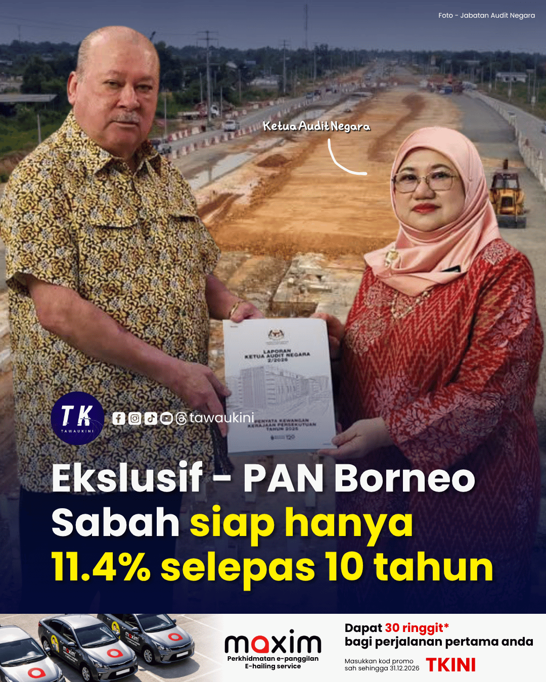 PAN Borneo Sabah siap hanya 11.4% selepas 10 tahun