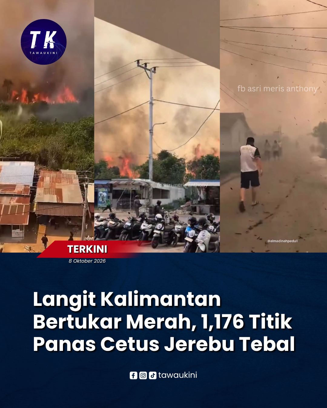 Langit Kalimantan Bertukar Merah, 1,176 Titik Panas Cetus Jerebu Tebal
