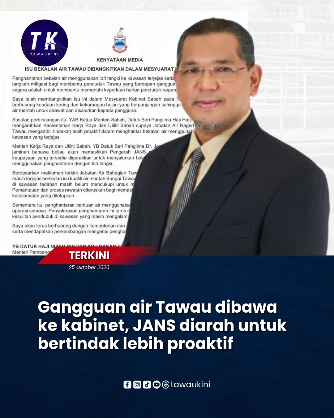 Gangguan air Tawau dibawa ke kabinet, JANS diarah bertindak lebih proaktif